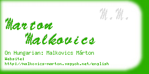 marton malkovics business card